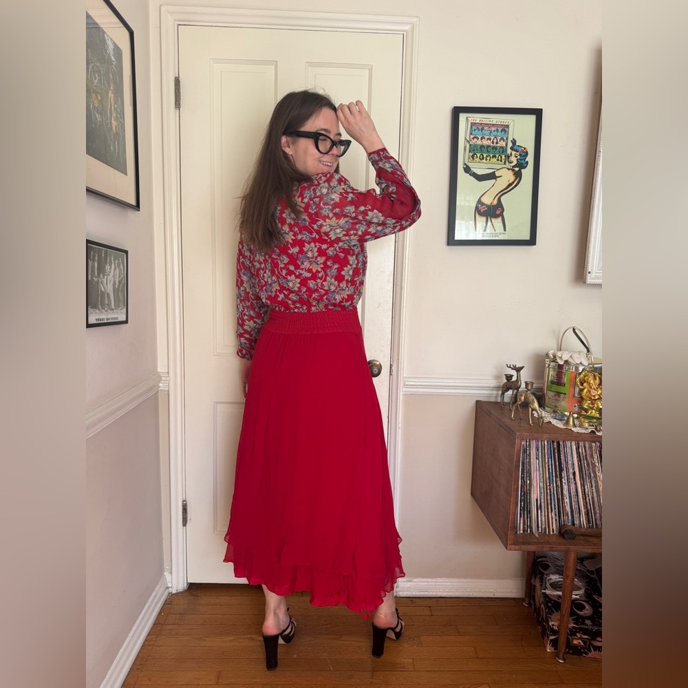 80s Vintage Diane Freis Silk Dress - Picture 2 of 9